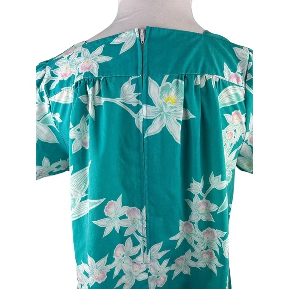 Vtg Royal Creations Hawaii Floral Orchid Ruffle Hem Dress Muumuu Women's Large - Picture 9 of 16